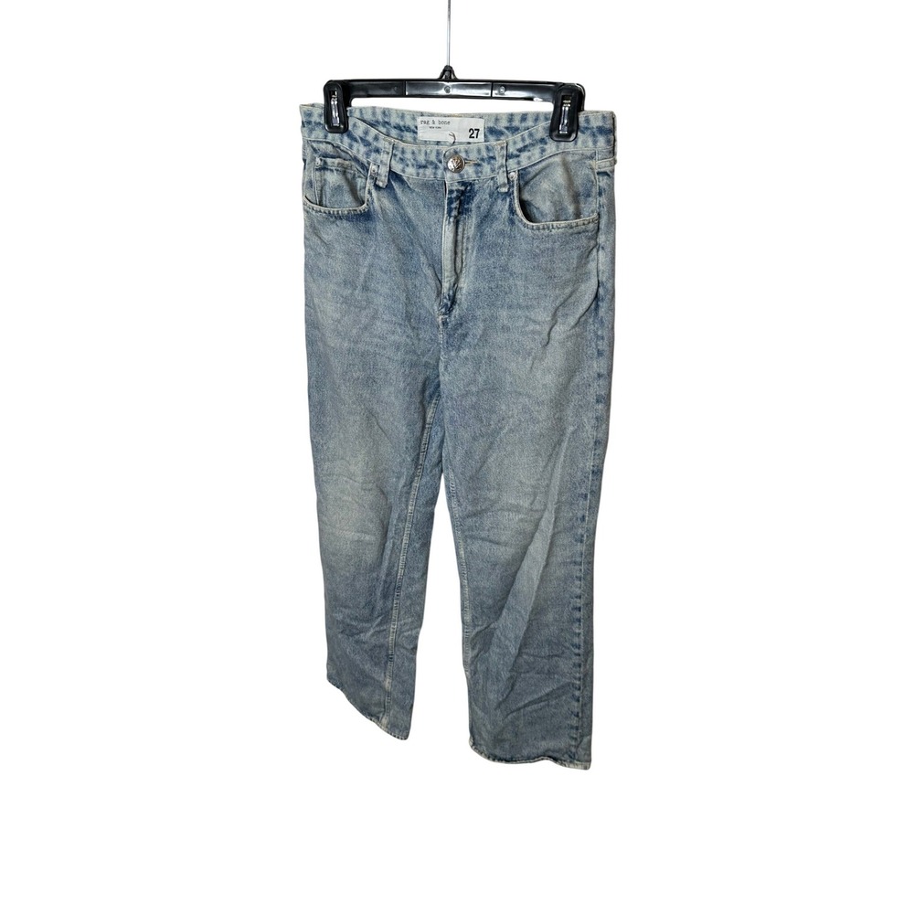 Rag & Bone Miramar Terry Shea Wide Leg‎ Denim Print Pants Light Blue 27